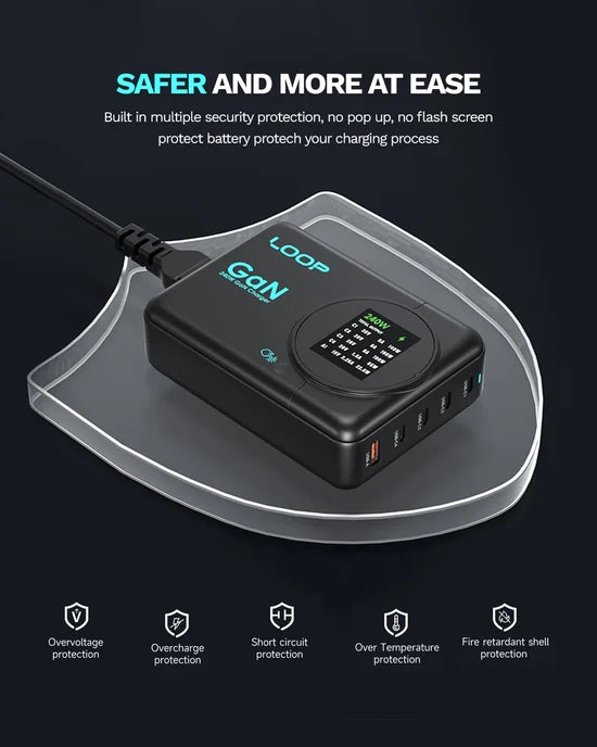 LOOP 240W Desk GaN Charger with Display