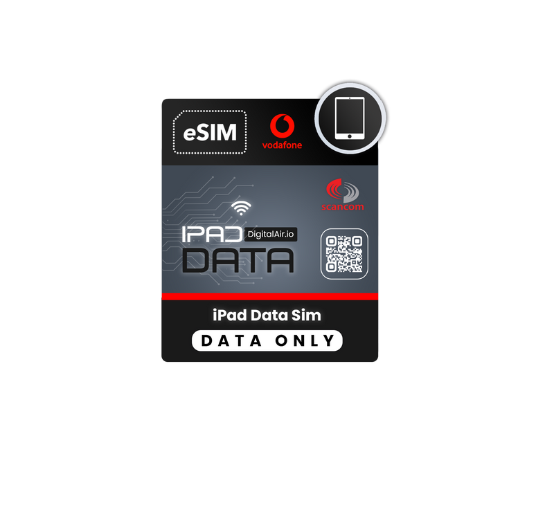 iPad eSIM Vodafone Unlimited Preloaded Data (Plus Free EU & World Wide Roaming Data*) - You choose how long