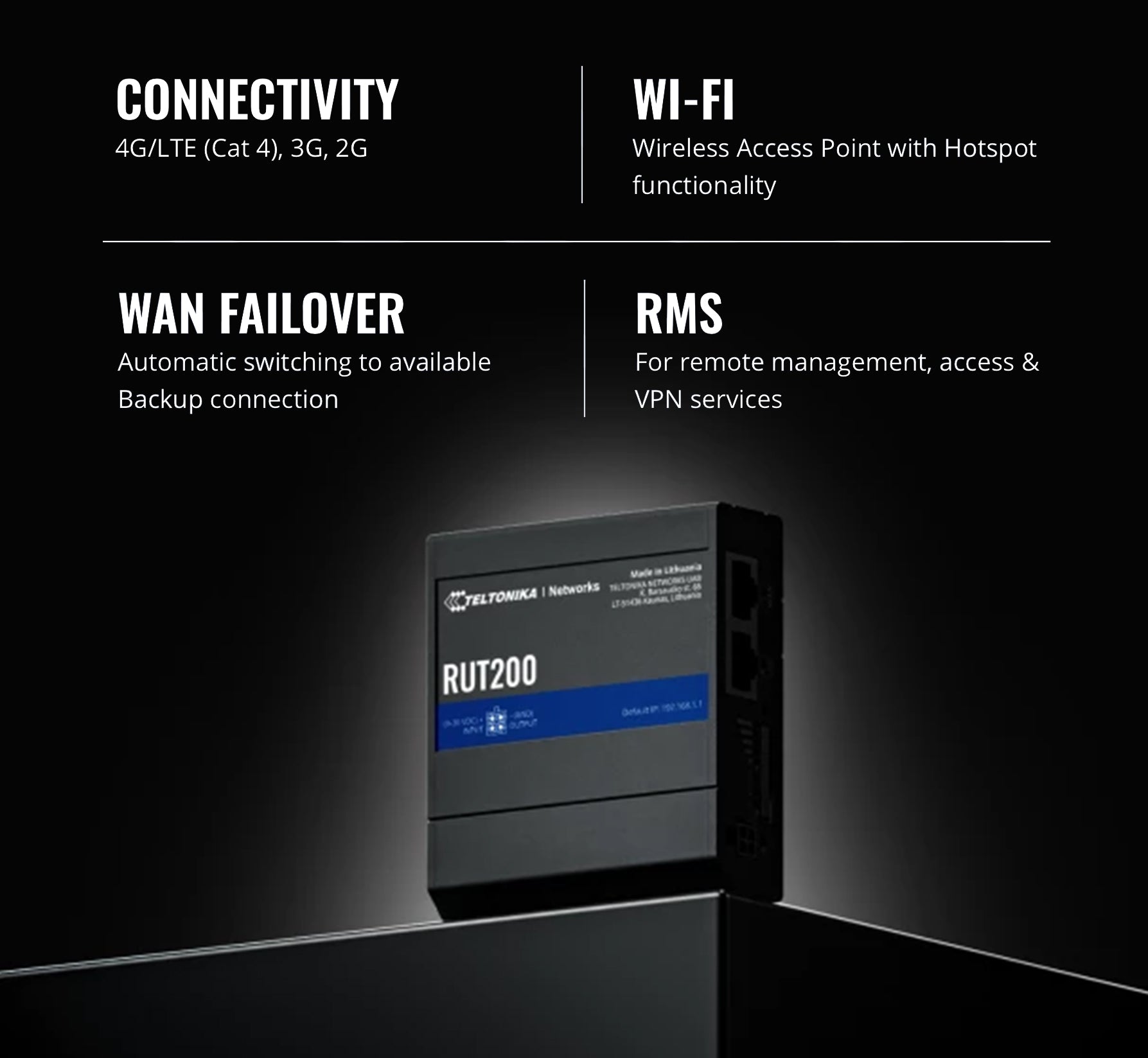 Teltonika RUT200 LTE Cat 4 Router