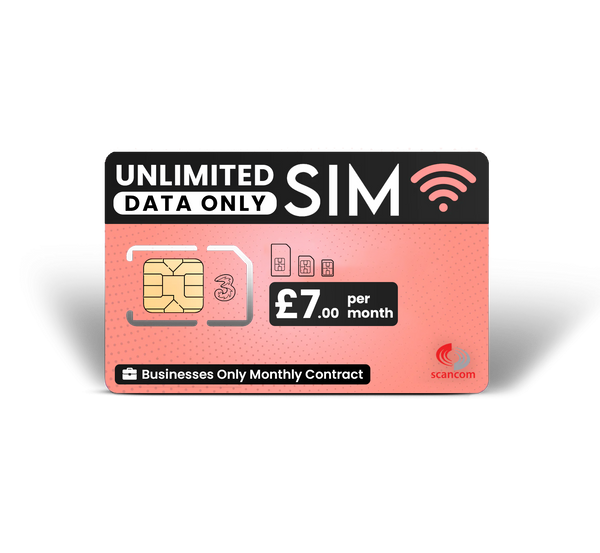 Three Unlimited Data Only - Business Users Only £7.00 per month (Unlimited Roaming In 90 Countries From £2/Day)