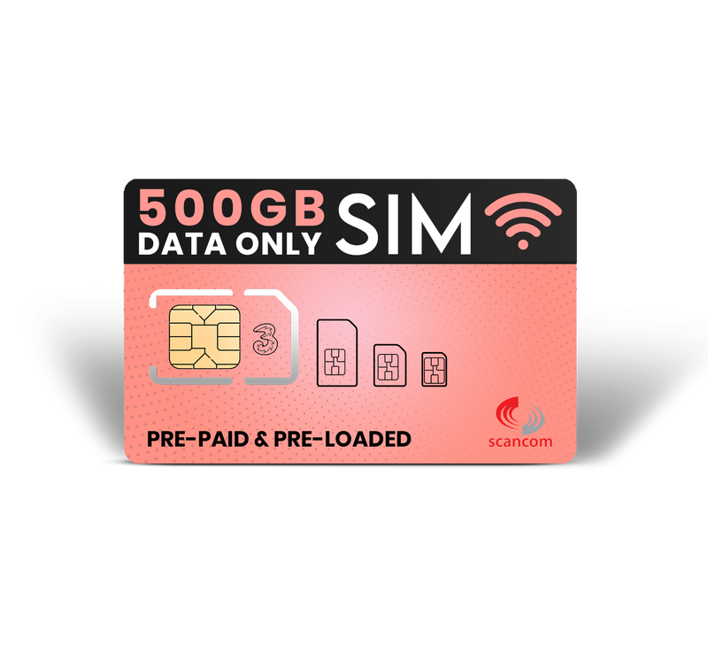 Three 500GB Preloaded Data Sim Per Month Exp 08/09/2025