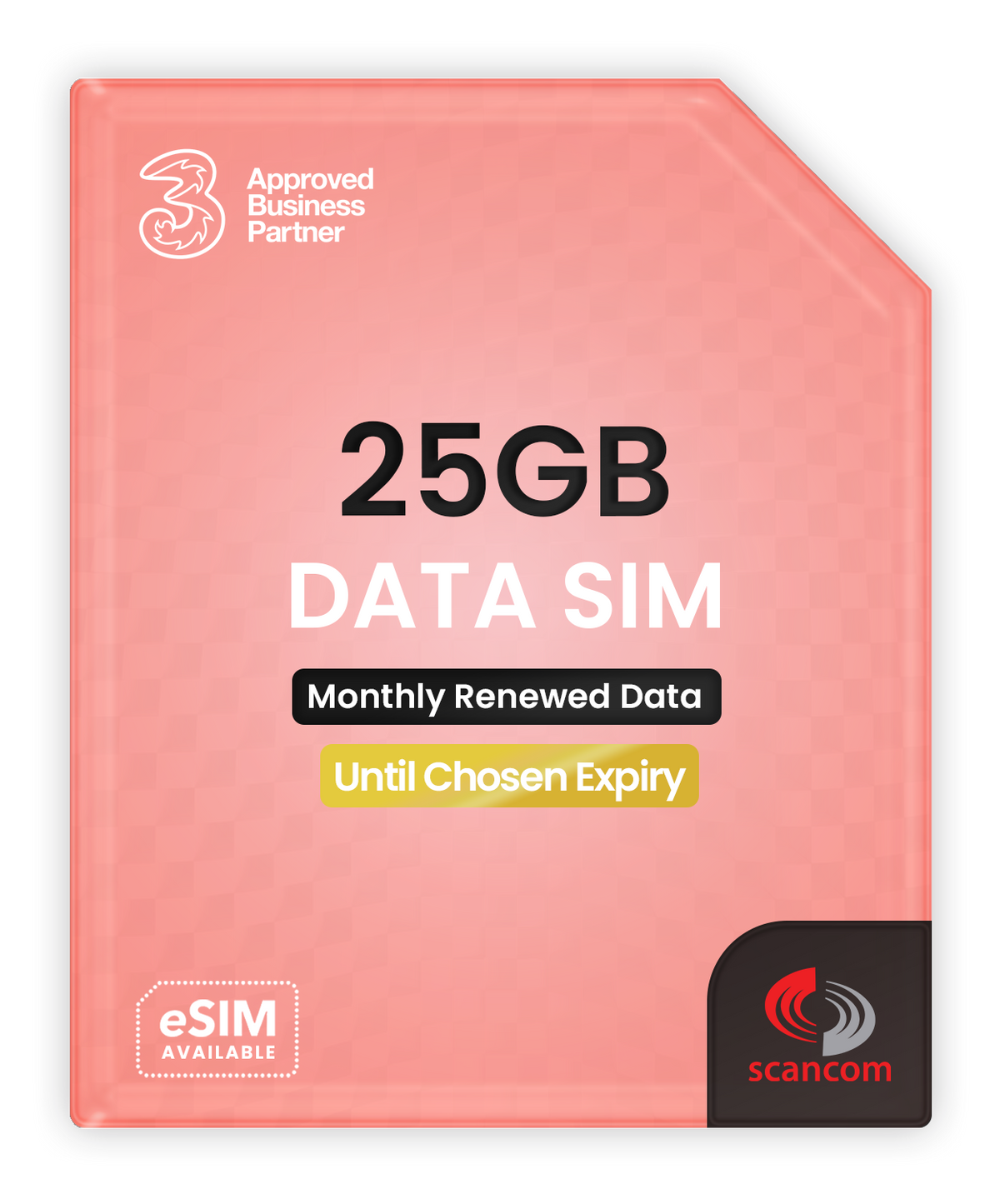Three 25GB/Month Preloaded Data SIM Only – Valid Until May 2028 – Only £1.52/mo Effective