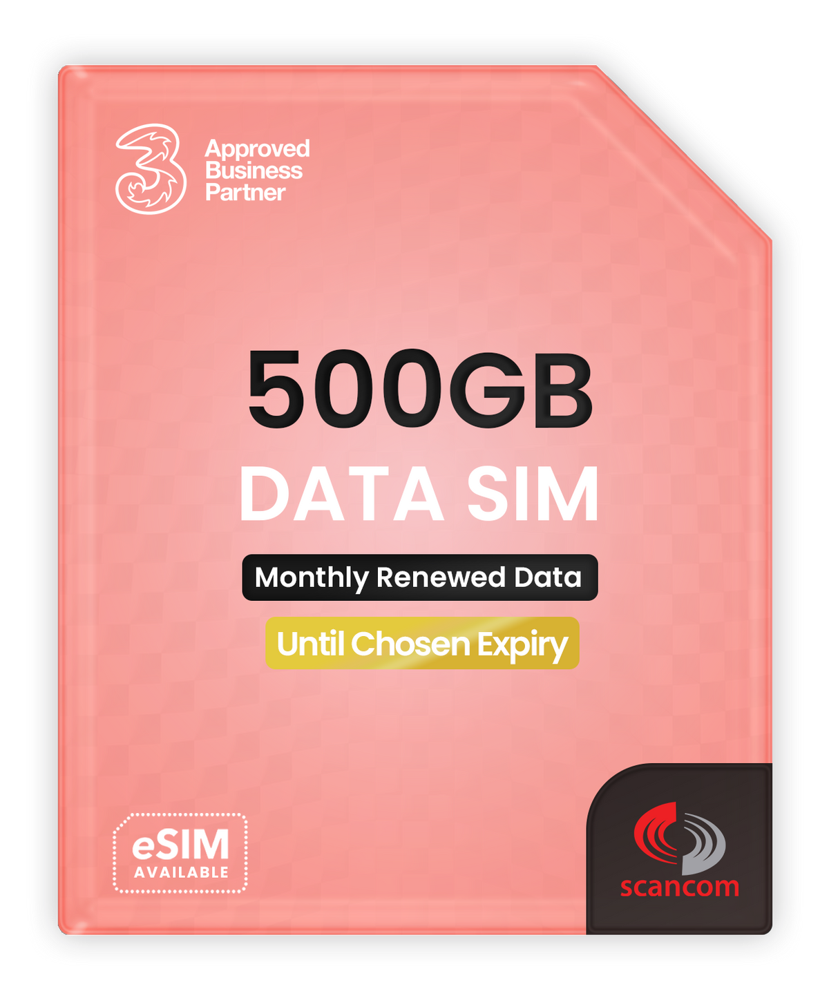 Three 500GB Preloaded 5G Data SIM per month - Loaded Each Month Until April 2028
