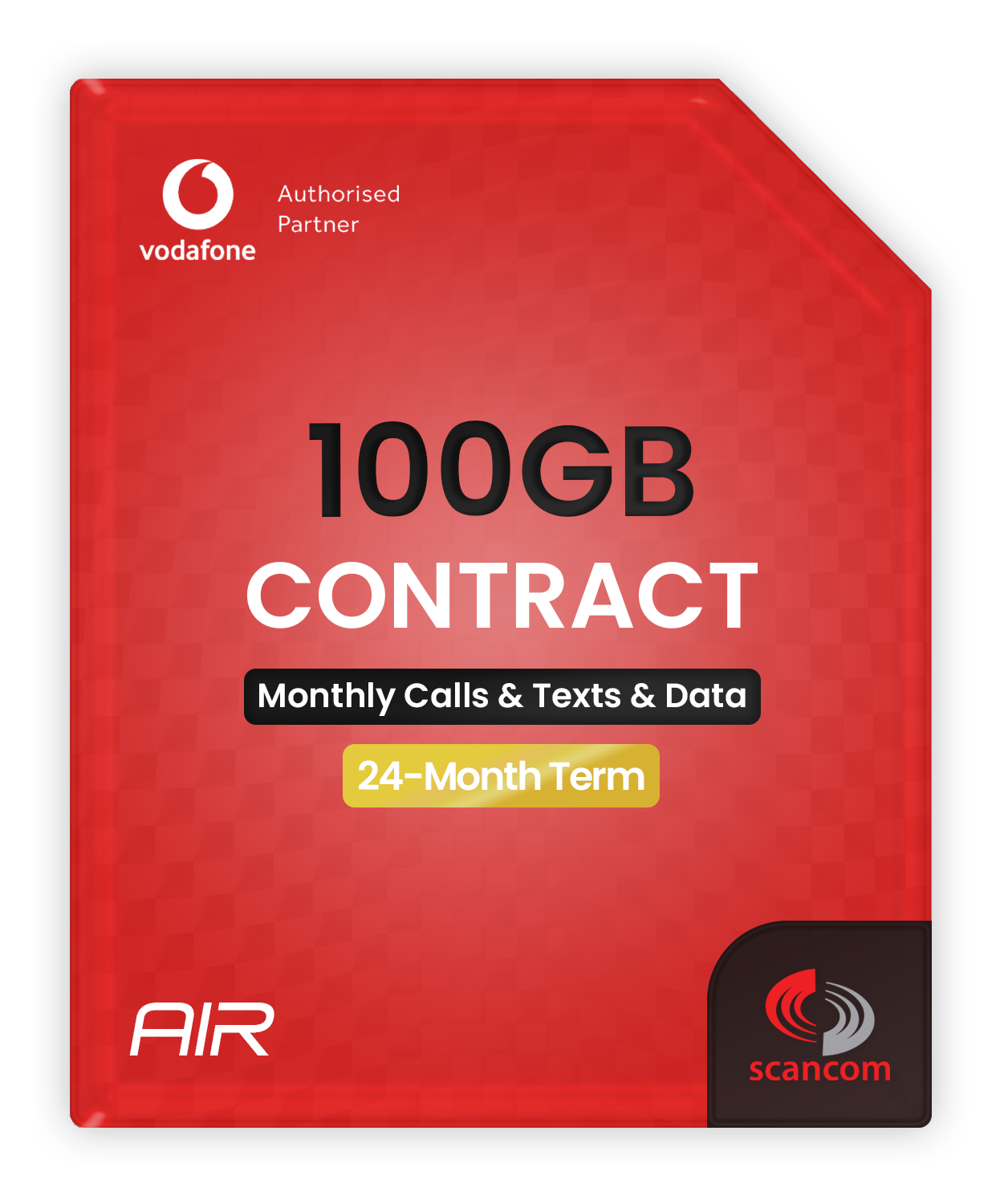 Vodafone AIR 100GB Calls, Texts & Data Sim - Monthly Contract - £18 per month - for 24 months