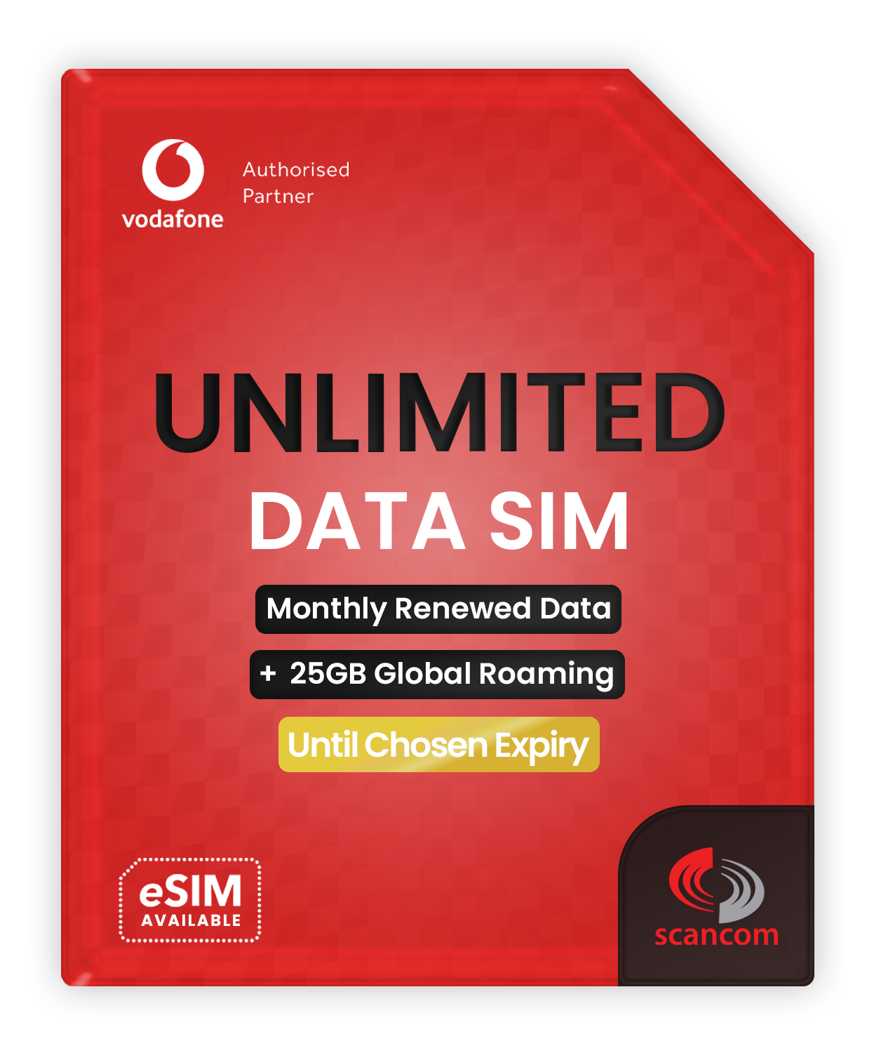 Vodafone UK Unlimited Data + 25GB monthly Global Roaming