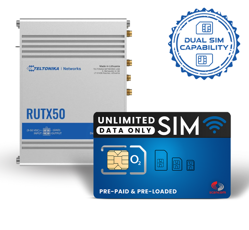 RUTX50 5G Router Dual Sim + Optional Data SIMS