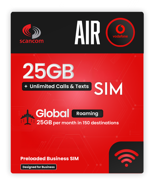 Vodafone Preloaded AIR 25GB Calls, Texts & Data Sim - Inclusive Global Roaming in 150 Countries / Places