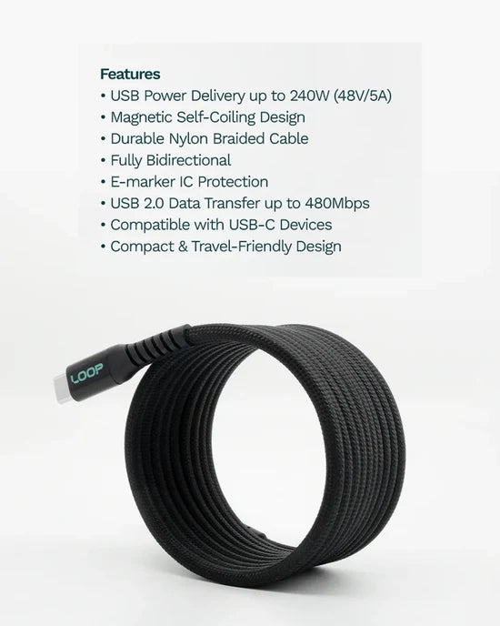 LOOP 240W Magnetic USB C Cable 2M