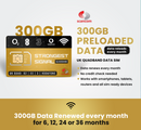 Multi Network 300GB Data SIM UK - EE O2 Three Vodafone Preloaded Data Every Month for 6 / 12 / 24 / 36 months