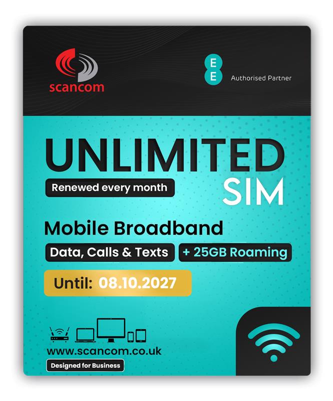 EE Unlimited Data SIM – Uncapped 5G Speeds – Preloaded monthly expiry October 2027 – Plug & Play Data for Business Broadband