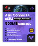 Asia Connect+ Roaming eSIM – 18 Countries, 25 Networks – QR Code Activation for eSIM Compatible Devices – Perfect for Travel