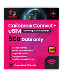 Caribbean Connect+ Roaming eSIM – 26 Countries, 26 Networks – QR Code Activation for eSIM Compatible Devices – Perfect for Travel