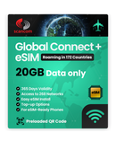 Global Connect+ Roaming eSIM – 172 Countries, 268 Networks – QR Code Activation for eSIM Compatible Devices – Perfect for Travel