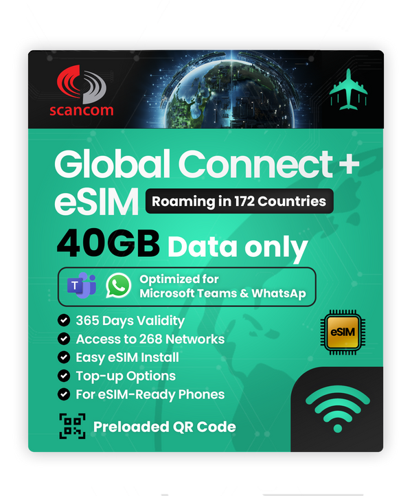 Global Connect+ Global eSIM optimised for Teams and WhatsApp