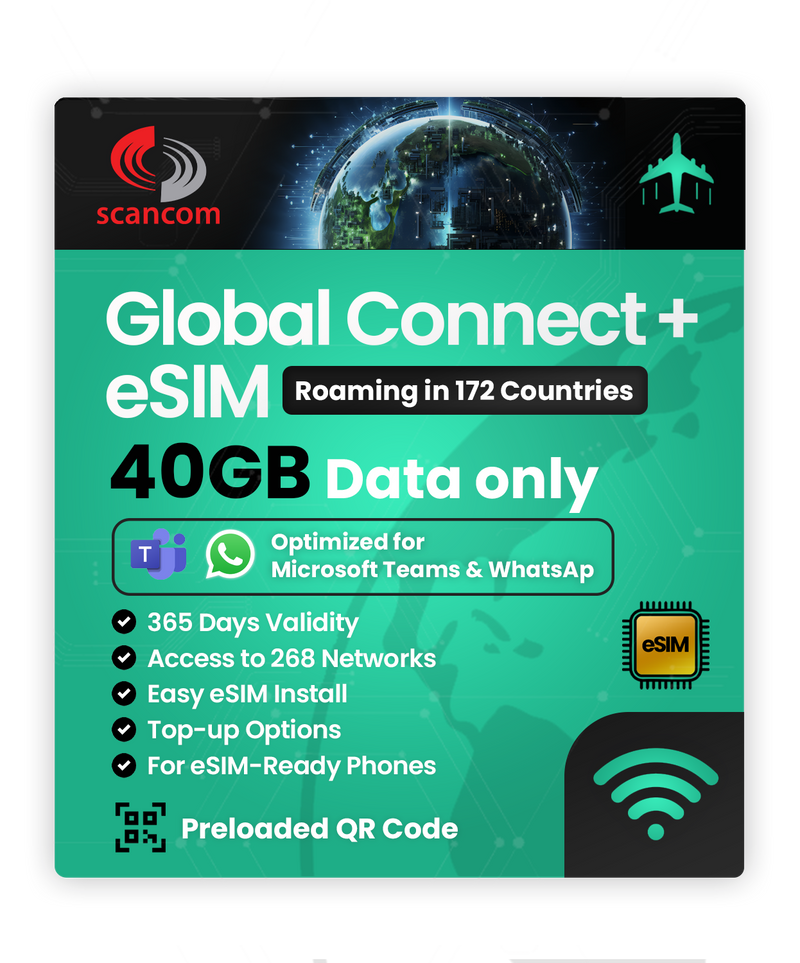Global Connect+ Global eSIM optimised for Teams and WhatsApp