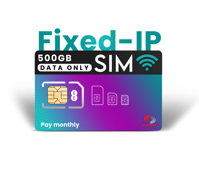 Multi Network Data SIM UK - Fixed-IP Quad Band Pay monthly