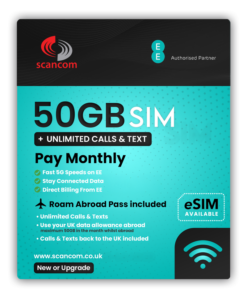 EE Business All-Rounder SIM Only – Unlimited Calls & Texts + Data + Roam Abroad Pass – Direct EE Billing