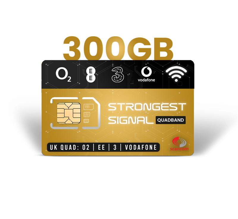 Multi Network 300GB Data SIM UK - EE O2 Three Vodafone Preloaded Data Every Month for 6 / 12 / 24 / 36 months