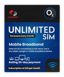 O2 Unlimited Data Sim - Rolling 30 Days - £25 per month subscription