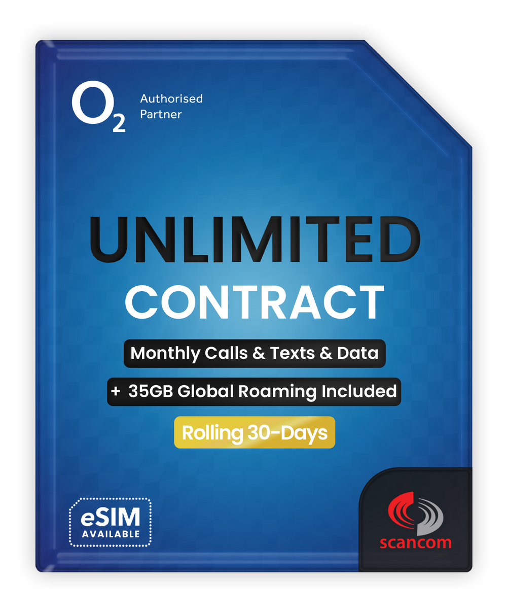 O2 Unlimited Data, Calls & Texts + Inclusive EU Roam Like Home £25 per