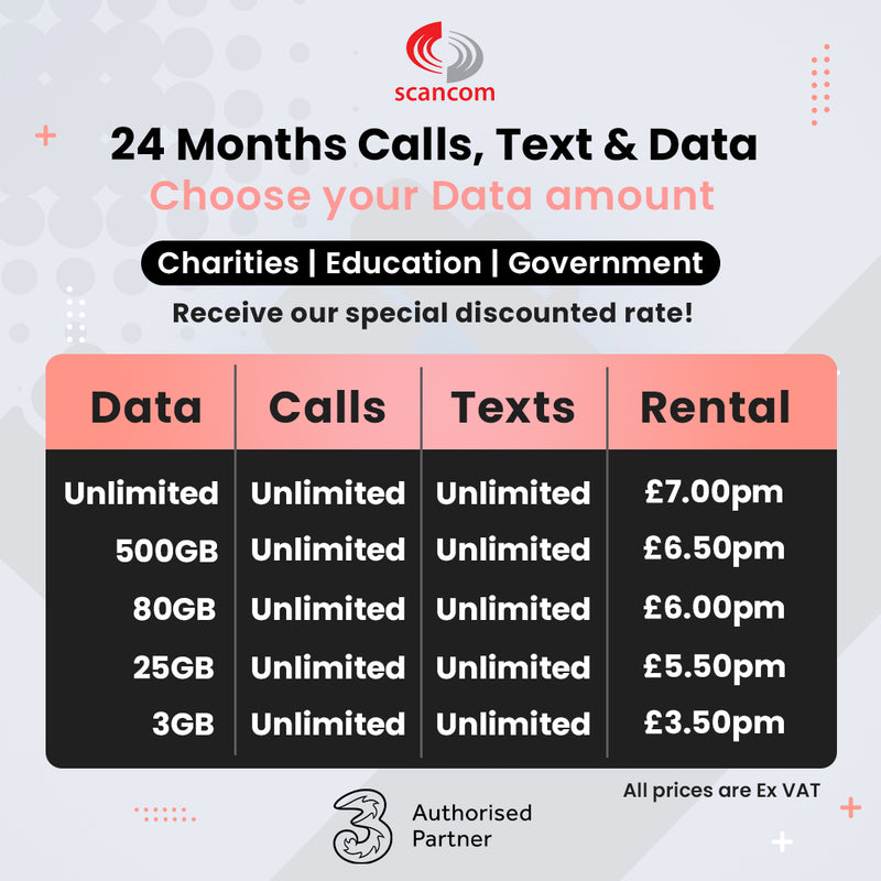 Three Unlimited Data, Calls and Texts - Non-Profit Users Only £7.00 per month (Unlimited Roaming In 90 Countries From £2/Day)