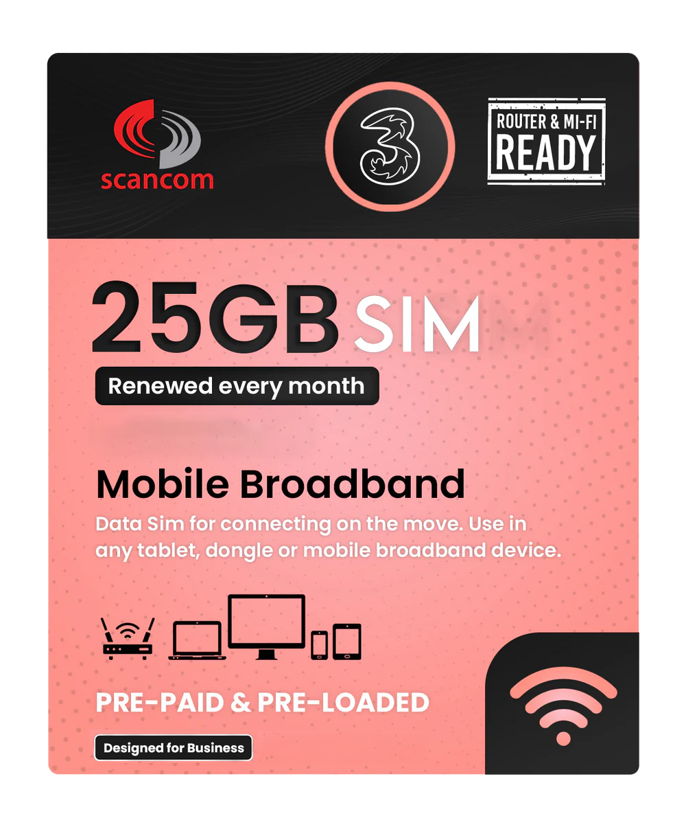 Three 25GB Preloaded Data SIM per month - Choose your expiry date