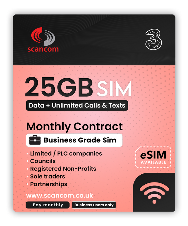 Three 25GB Calls, Texts & Data Sim 36 months £6 per month - Access to Three & Vodafone*
