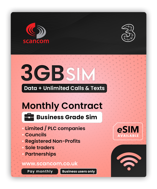 Three 3GB Calls, Texts & Data Sim 36 months £4 per month - Access to Three & Vodafone*