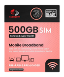 Three 500GB per month Preloaded Data SIM - Access to Three & Vodafone* - Connects to the Strongest Signal available