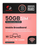 Three 50GB per month Preloaded Data SIM - Access to Three & Vodafone* - Connects to the Strongest Signal available