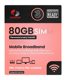 Three 80GB per month Preloaded Data SIM - Access to Three & Vodafone* - Connects to the Strongest Signal available