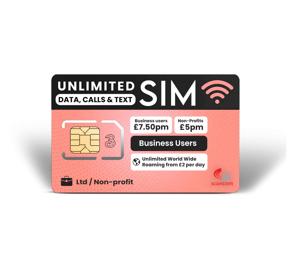 UK Non-Profit Three Unlimited Data, Calls and Texts - £5 per month (Unlimited Roaming In 90 Countries From £2/Day)