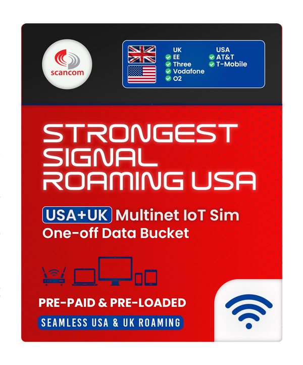 Multi Network Data SIM - North America (AT&T &/or T-Mobile) and UK Quad Band Preloaded Data for 12 Months One Off