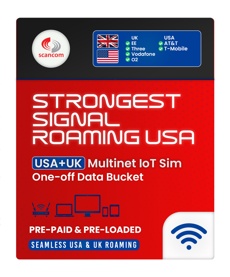Multi Network Data SIM - North America (AT&T &/or T-Mobile) and UK Quad Band Preloaded Data for 12 Months One Off