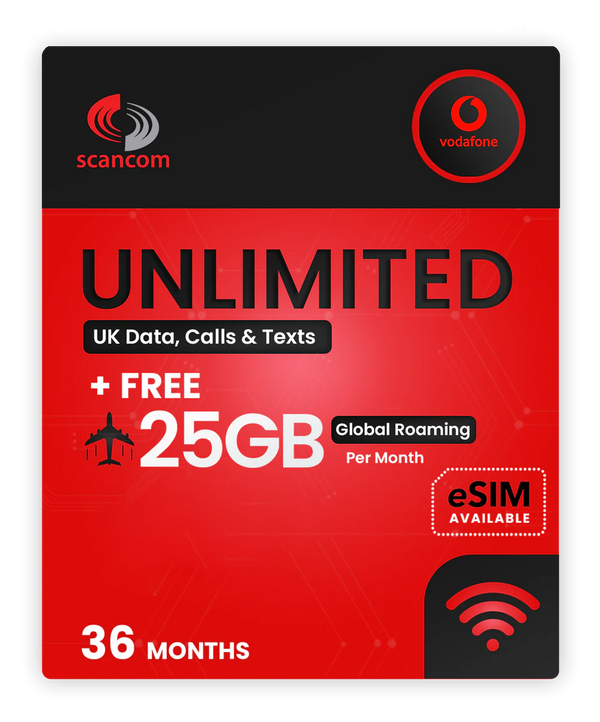 Vodafone Unlimited Data, Calls & Texts - Inclusive Global Roaming Plus £21pm* for 36 months