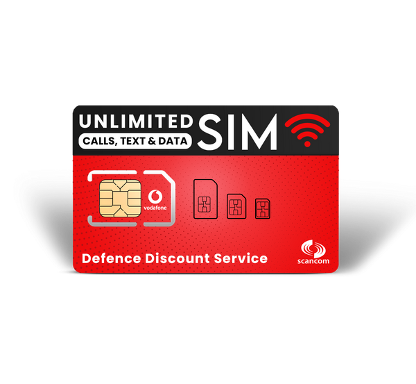 Defence Discount Service Vodafone Unlimited Data, Calls & Texts SIM - Pay Monthly £17.28 INC VAT - Cancel Anytime