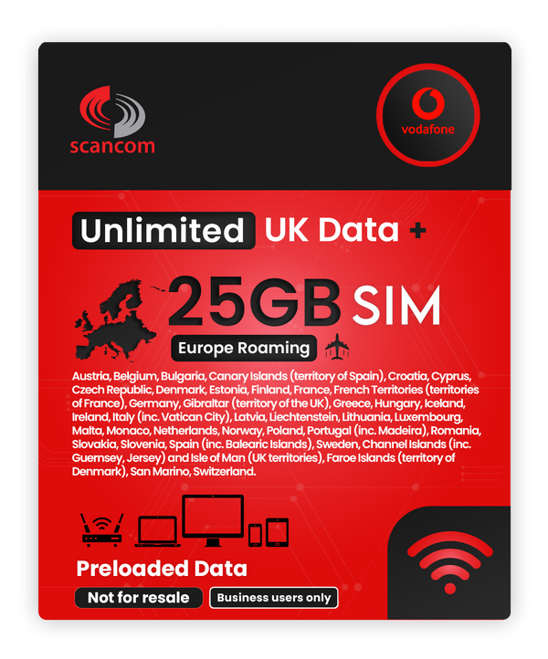 Scancom - Partners with EE, Three, O2 and Vodafone preloaded data sims