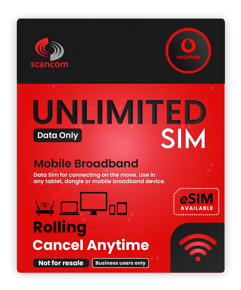 Vodafone Unlimited Data SIM - Pay Monthly £19pm - Cancel Anytime - Business Users Only