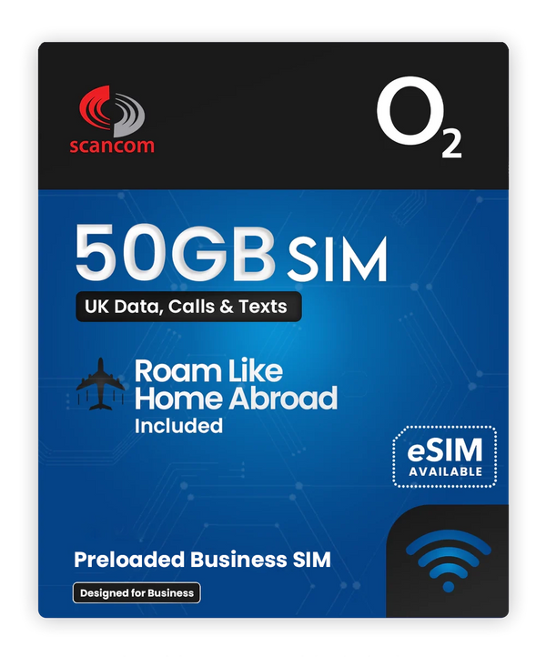 O2 Preloaded Business SIM : Calls, Texts & 50GB Data per month