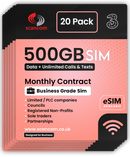 Three Calls, Texts & Data Sim 20 PACK - Access to Three & Vodafone* from £3 per month