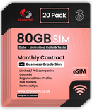 Three Calls, Texts & Data Sim 20 PACK - Access to Three & Vodafone* from £3 per month