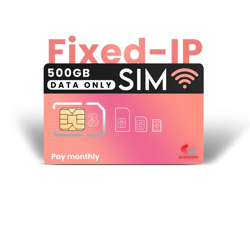 Multi Network Data SIM UK - Fixed-IP Quad Band Pay monthly