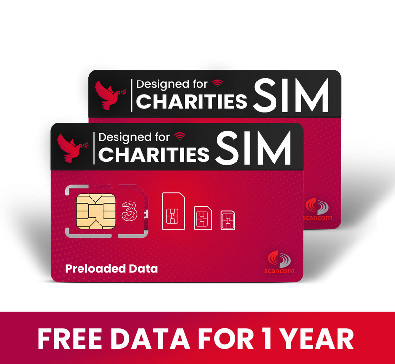 Registered UK Charities : FREE 80GB data per month approx. for a year on Three