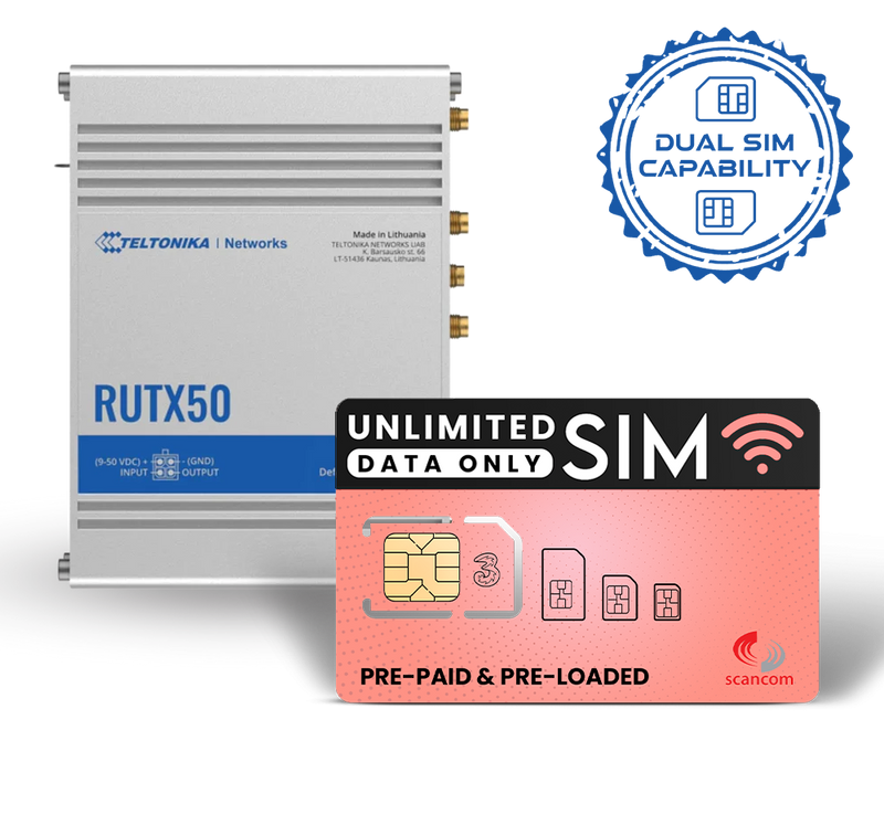 RUTX50 5G Router Dual Sim + Optional Data SIMS