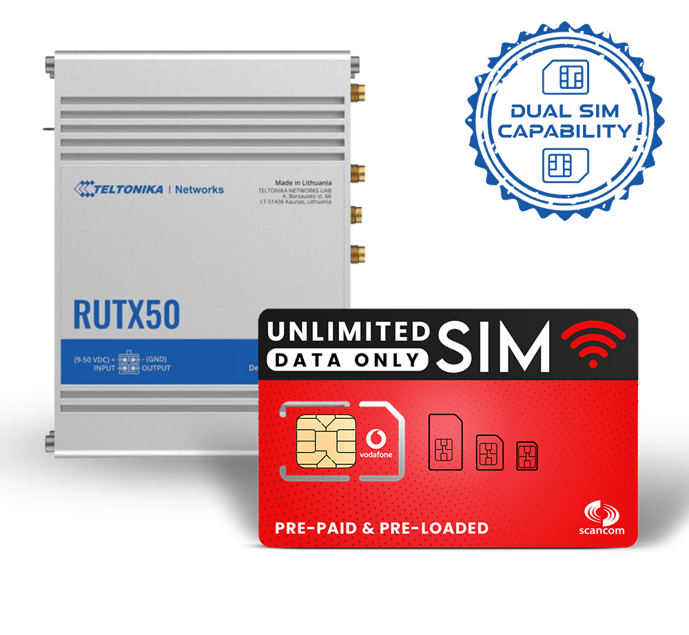 RUTX50 5G Router Dual Sim + Optional Data SIMS