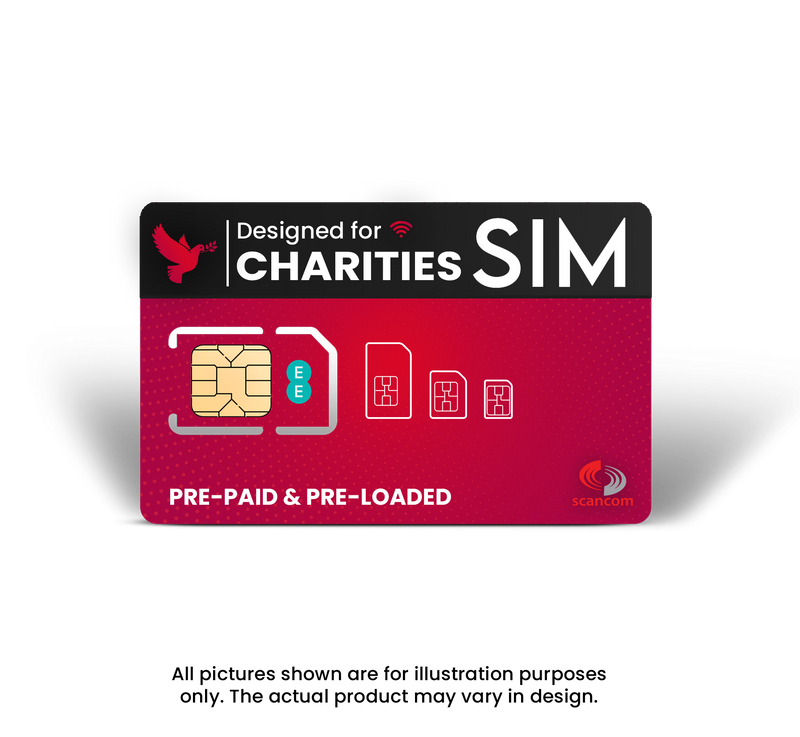 UK Registered Charity Sim EE Unlimited PrePaid Data / Calls / Texts Sim Every Month Until 08/01/2025 & Free dpd delivery